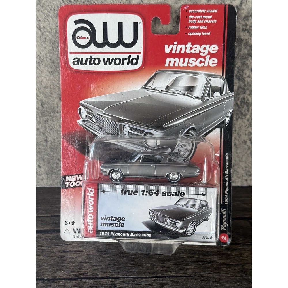 Auto World Vintage‎ Muscle 1964 Plymouth Barracuda, Silver, 1:64, NIB
